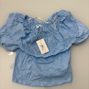 Shabby Chic Sky Blue Embroidered Top